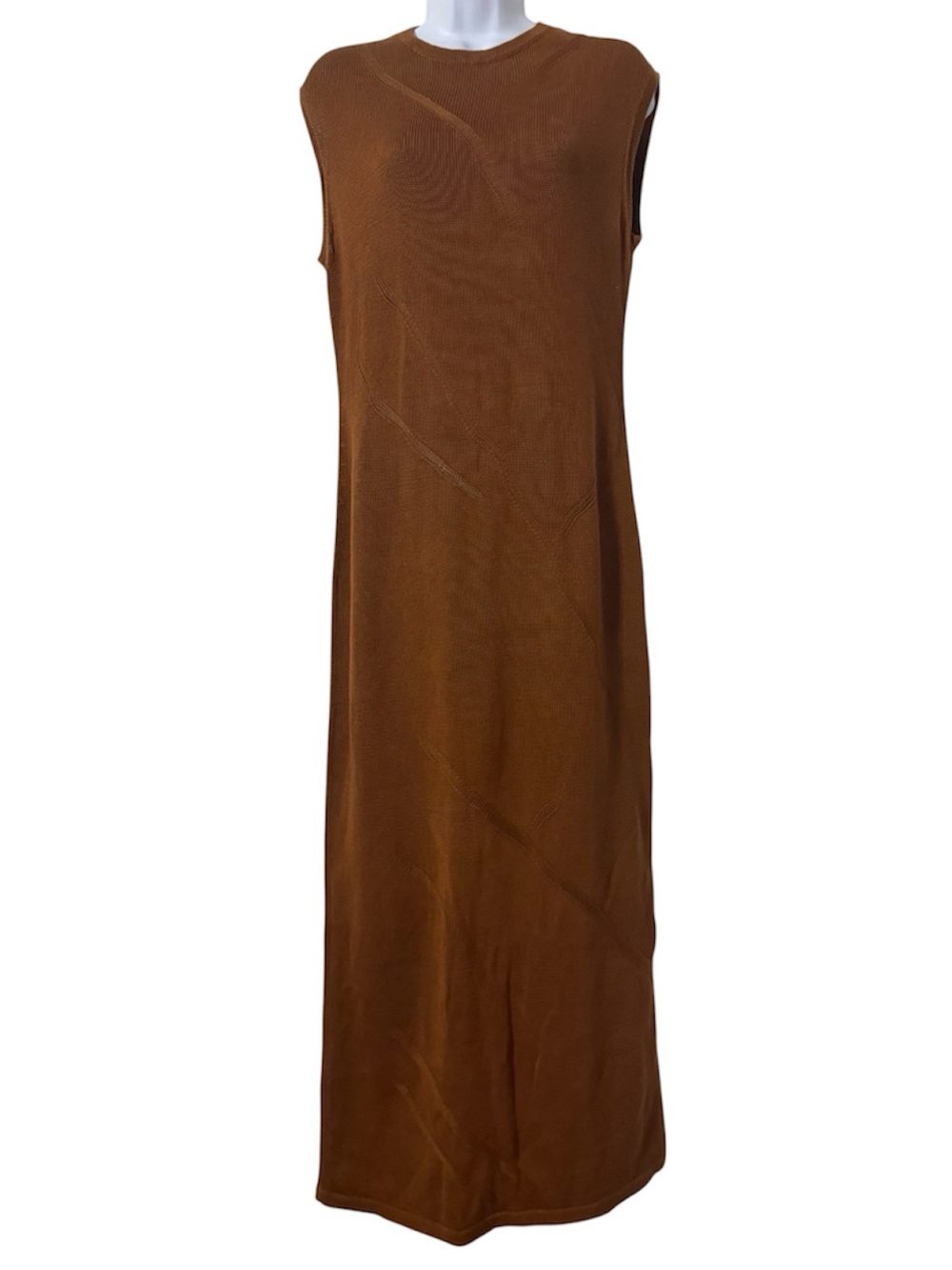 Peruvian Connection Brown Knit Pima Cotton Sleeveless Maxi Dress Sz S Minimalist